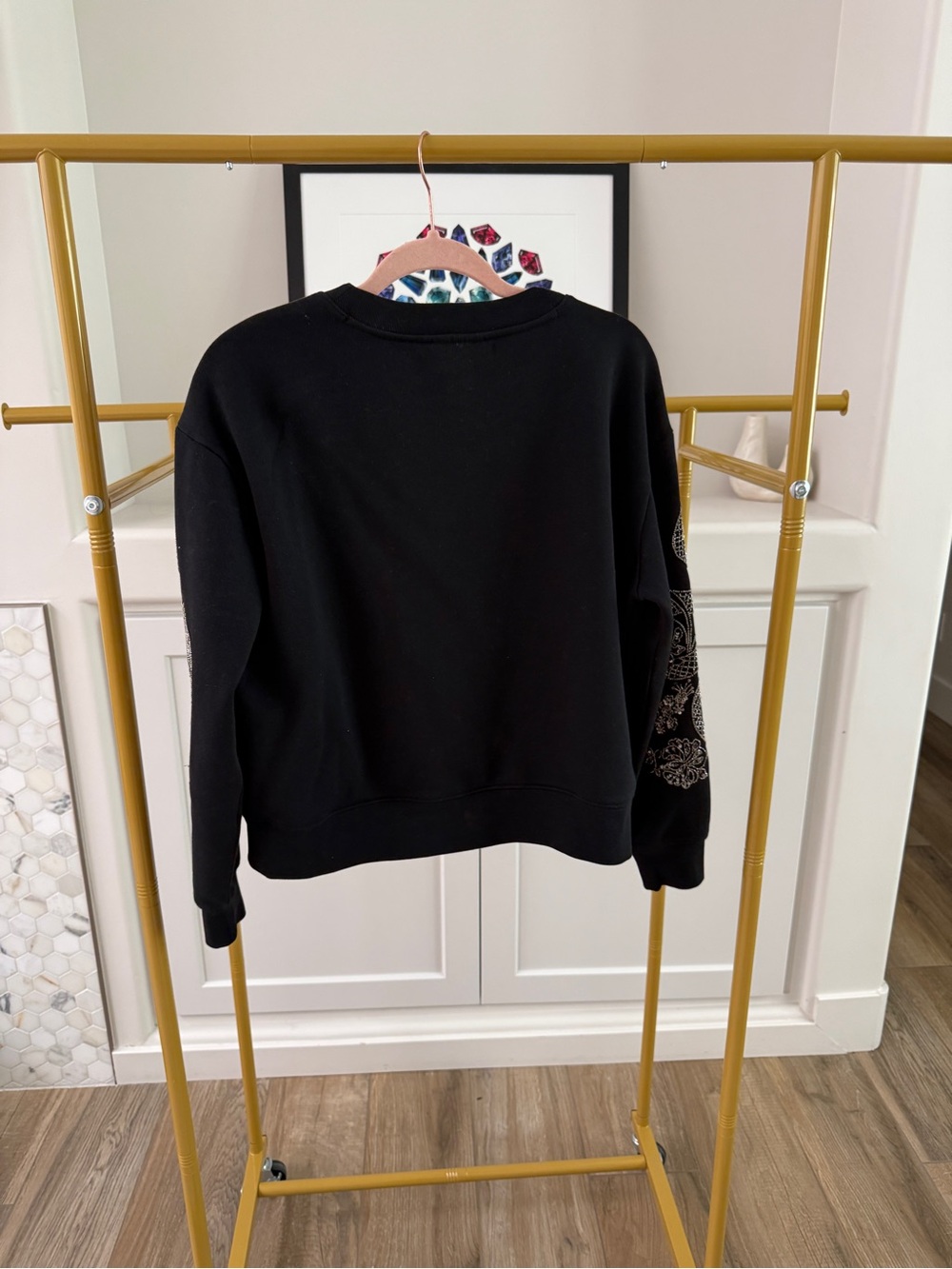 AllSaints Cecile Pippa embellished sweatshirt in black | Small - Picture 4 of 8